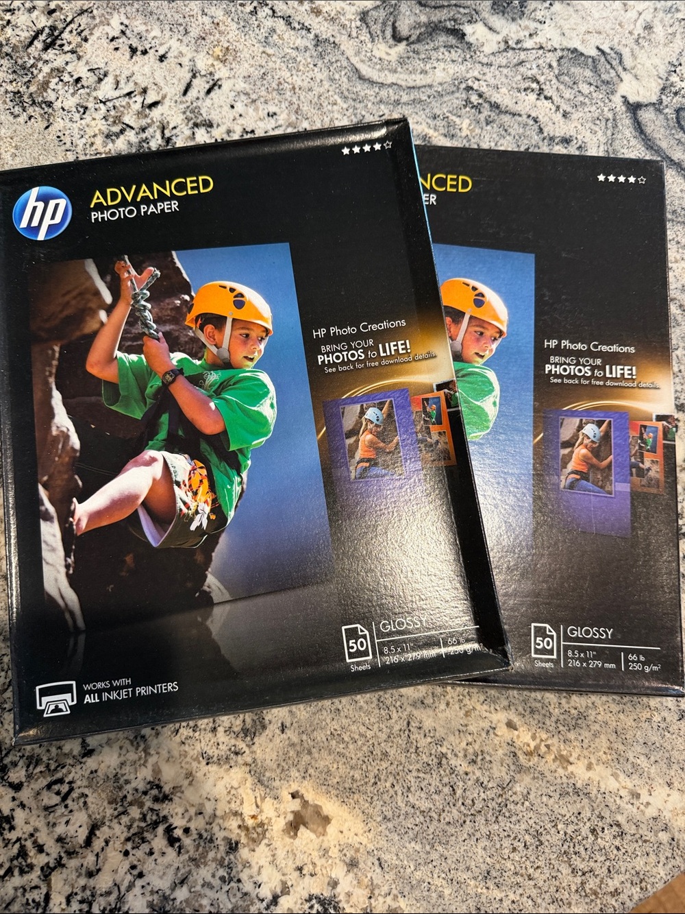 HP Advanced Glossy Photo Paper Pack 8.5x11 2 packs of 50 each - Unopened